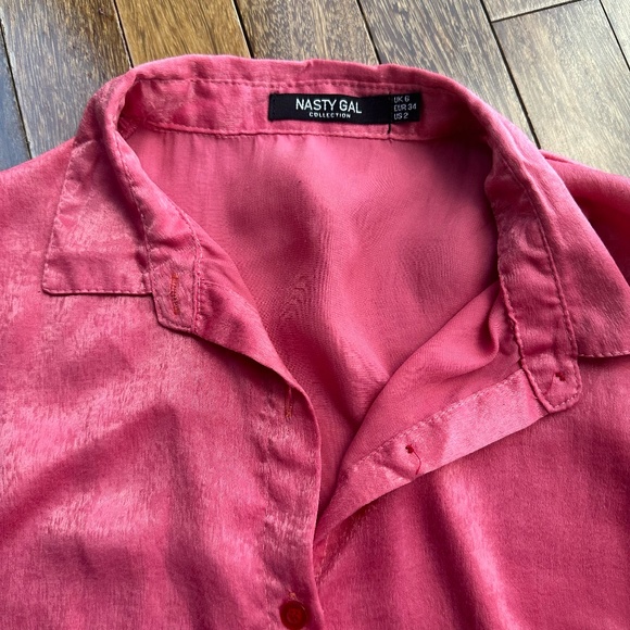 Nasty Gal- Pink Button Down - (sz 2, S) - Picture 2 of 4